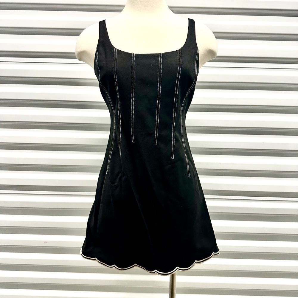 Ramy Brook Black Adriana Scalloped Dress